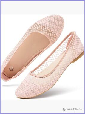 Women's Knit Mesh Ballet Flats Slip on Loafers Breathable Casual Work Shoes